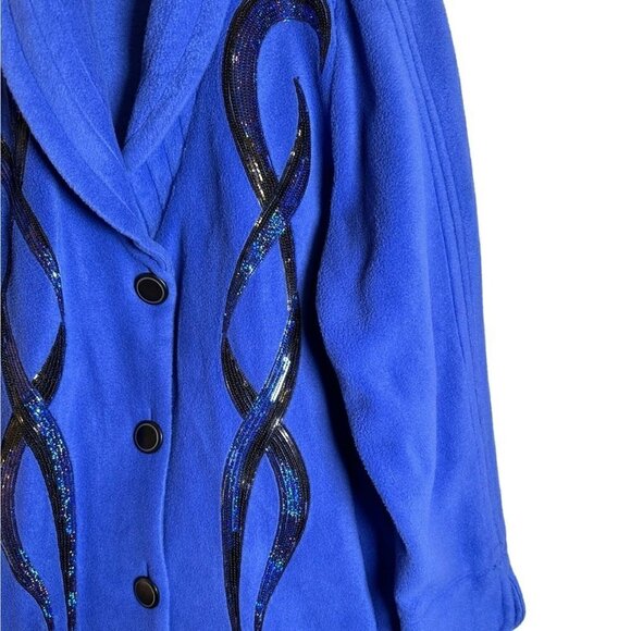BOB Mackie's Women's Twisted Spangle Front Fleece Jacket w/Shawl Collar Size1X - Picture 3 of 12